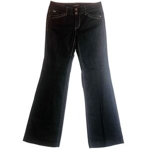 White House Black Market Blanc Trouser Leg Jeans Dark Indigo Contrast Stitch 4R